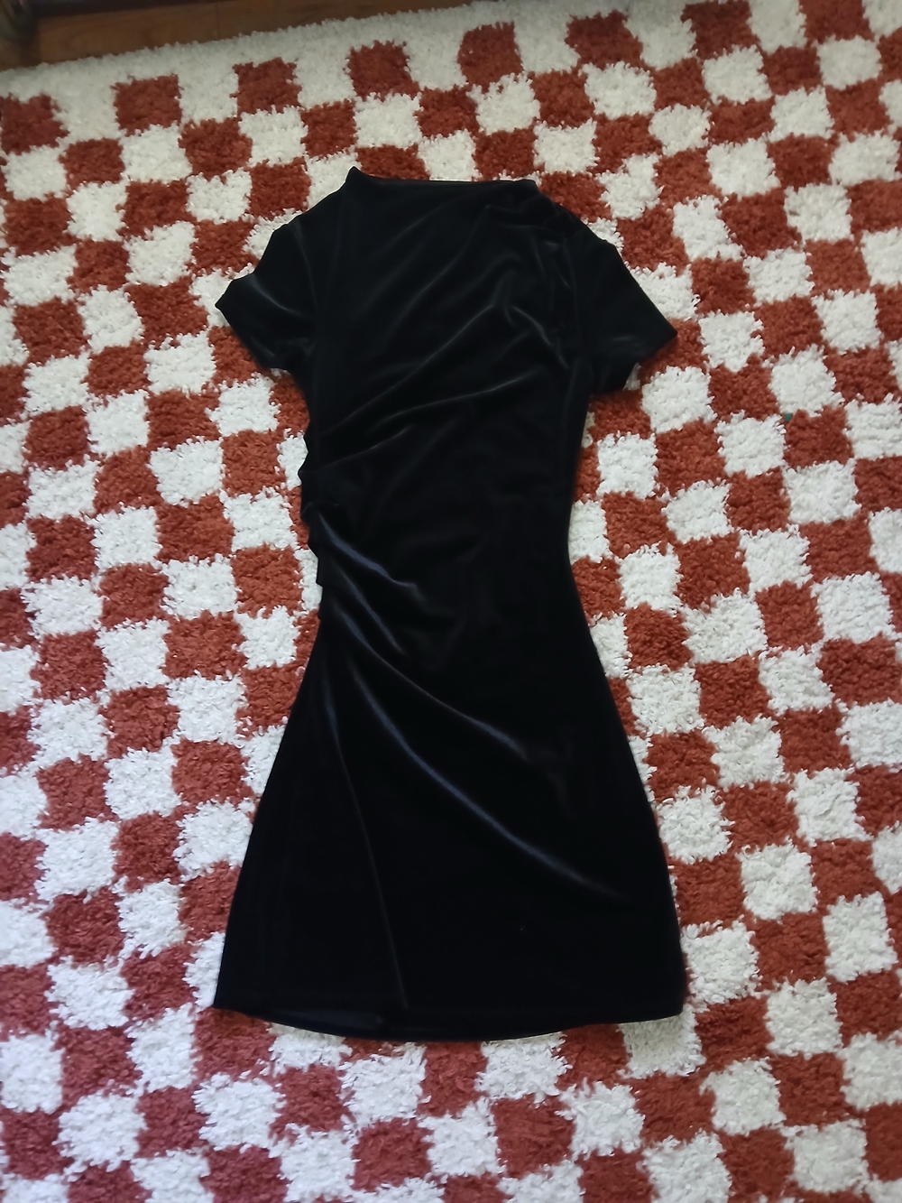 Black Velvet Mock Neck Mini Dress